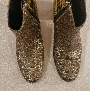 Sam Edelman Golden & Yellow Plaid Glitter Boots